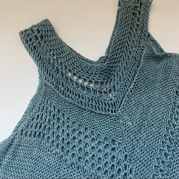 Free People Rhiannon Linen Open Knit Stitch Poncho size Small - Picture 7 of 11